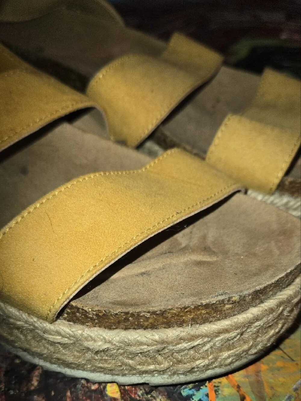 Yellow Suede Strappy Espadrille Sandals